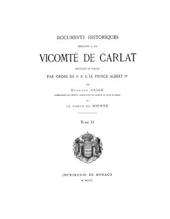 DOCUMENTS HISTORIQUES RELATIFS A LA VICOMTÉ DE CARLAT - Tome II