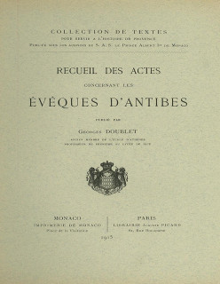 RECUEIL DES ACTES CONCERNANT LES ÉVÊQUES D'ANTIBES